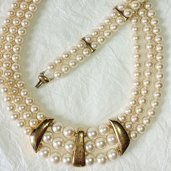 NAPIER FAUX PEARL CHOKER NECKLACE & BRACELET - 1980s AD PIECE - Picture 8 of 8